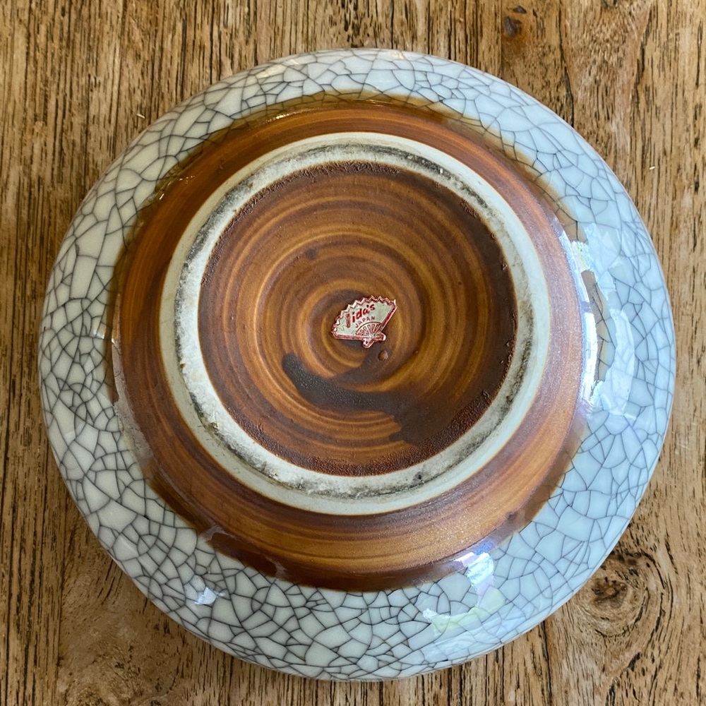 Vintage Japanese Crackle Glaze Bowl for Ikebana Arrangement or Decorative Use - Picture 9 of 14
